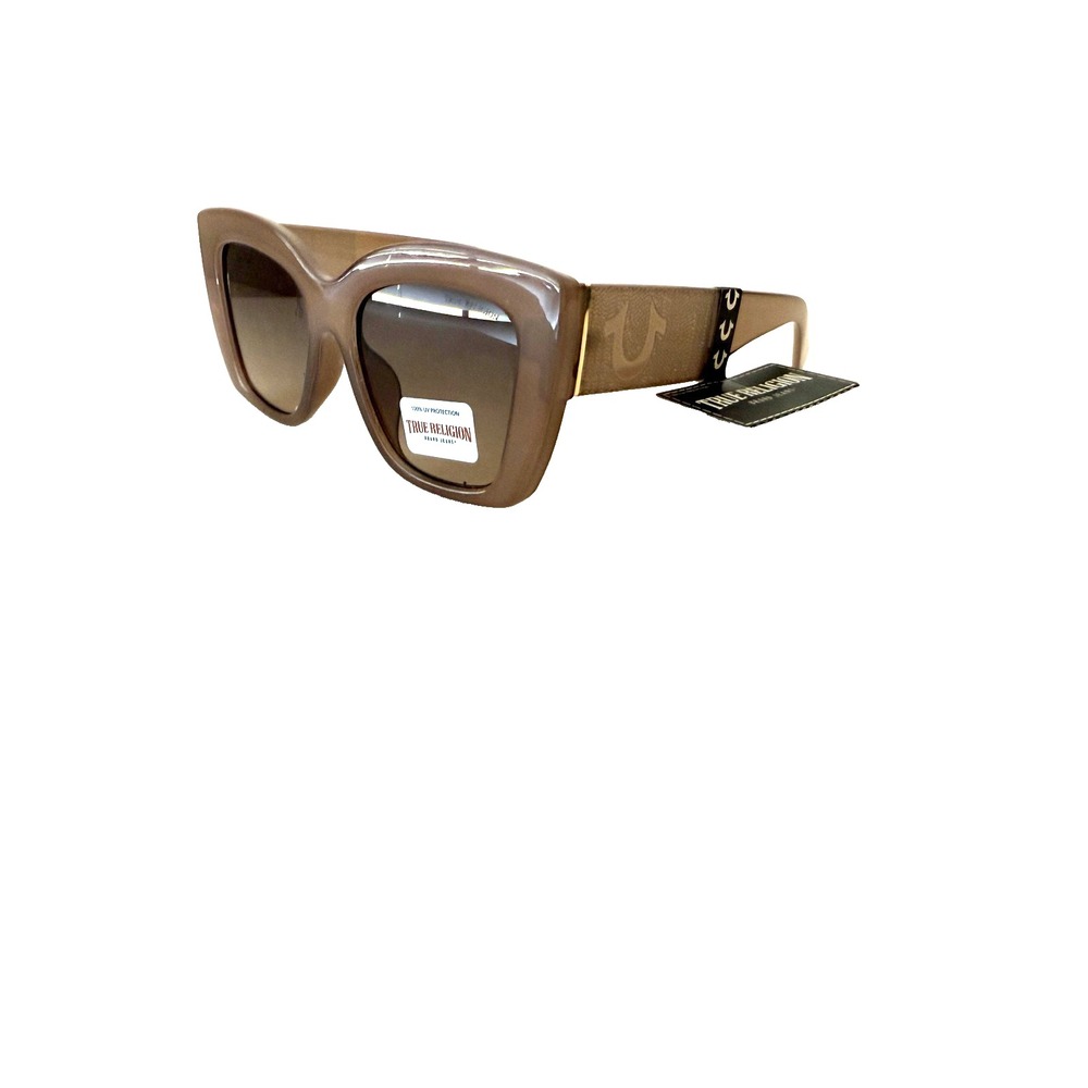 True Religion Sunglasses Womens Brown Gradient Oversized Square Cat Eye Logo NWT